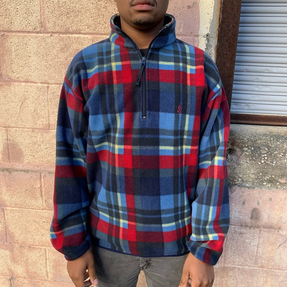 Vintage 90s Nautica flannel fleece pullover VTG
